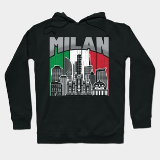 Milan Italy Skyline Vintage Flag Hoodie